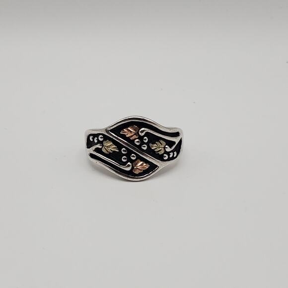 Black Hills Gold Sterling Silver 12K Grape Leaves Floral Band Ring Size 6.5 - Picture 4 of 12